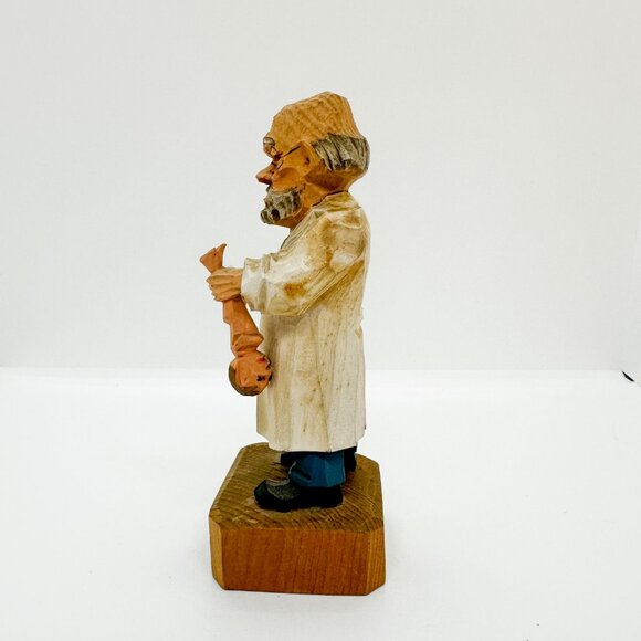 SOLD Vtg German Carved Wood Doctor Obstetrician Creepy Baby Halloween Oddities - Picture 3 of 11